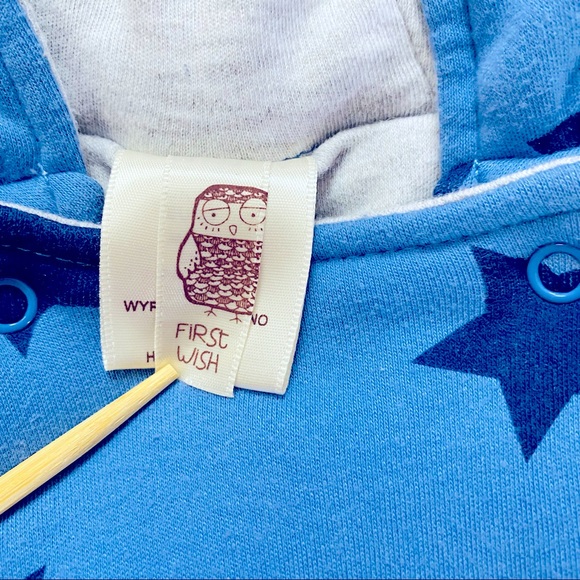 First Wish Footed Blue Stars Hooded Bunting Suit Size 0-3 months - Picture 7 of 7